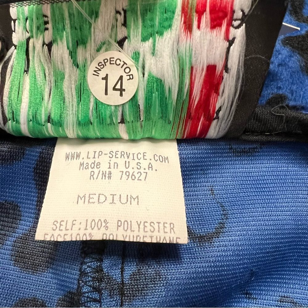 NWT vintage Lip Service blue black faux fur animal print miniskirt sz M zippers - Picture 10 of 11